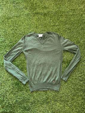 Versace Collection Green V-Neck Long Sleeve Sweater Size M